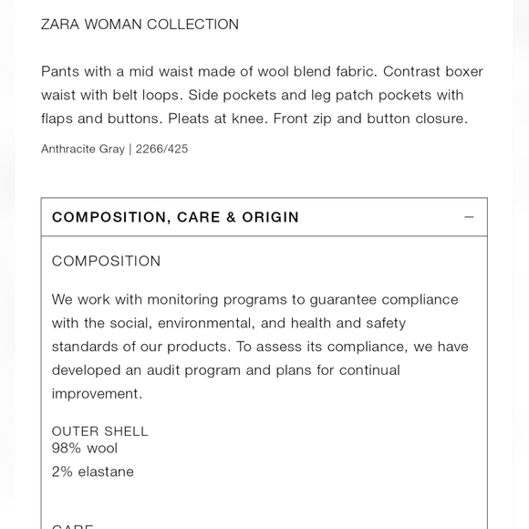 BNWT! Zara wool cargo pants ZW Collection - Picture 6 of 6